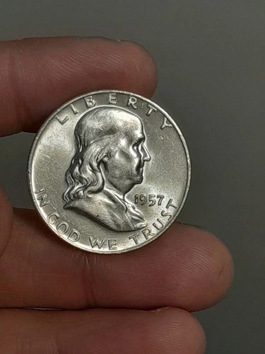 1957- D Franklin Half Dollar BU FBL
