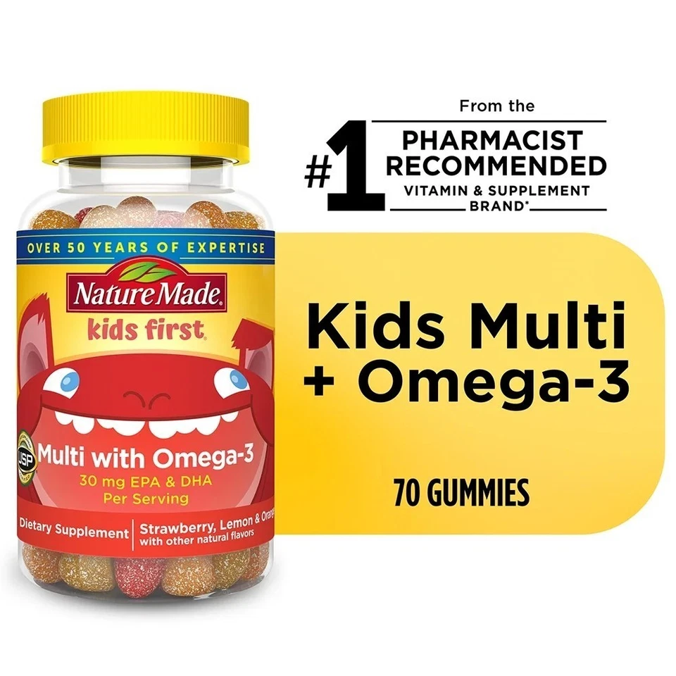 Nature Made Kids First 多种维生素木乃伊含 Omega-3,70 种 — 第 2/4 张图片
