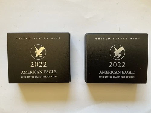 U.S. Mint 2022 1 oz American Silver Eagle proof Coin 2 Coin Lot 1 X W and 1xS