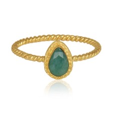 Natural Emerald Women's Ring Gold Plated Sterling Silver Gemstone Jewelry