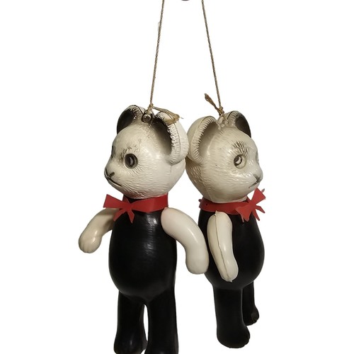 Vintage Blow Mold Panda Bears Toy Set Plastic Made in Hong Kong Hanging Jointed - Picture 3 of 24
