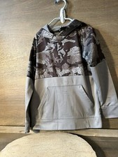 REEBOK Boys Hoodie Sweatshirt Pullover Size Youth SMALL BLACK GRAY CAMO
