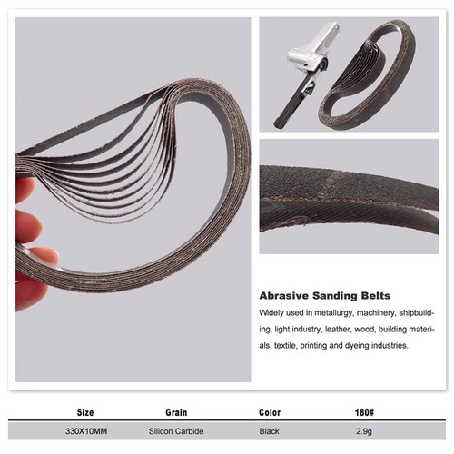 10x330mm Cintura Levigatrice Per Macinazione Legno Metallo Cinture Abrasive 60/80/120/240 Grana - Foto 4 di 7