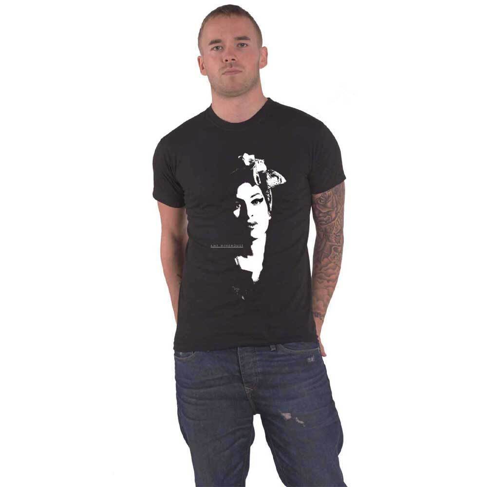 Amy Winehouse Scarf Portrait Band Logo Unisex Black T-Shirt Official