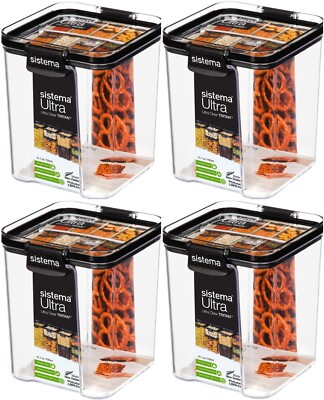 4 Pack Sistema Ultra Tritan Container 920ML Plastic Food Storage