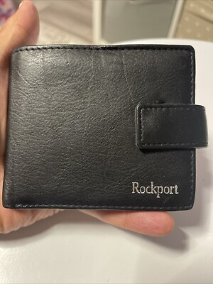 Rockport schwarze Echtleder-Geldbörse mit Doppelfaltung Kartenetui, mit RFID-Technologie