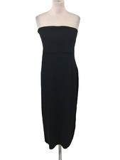 M&S Women's Bodycon Dress Size 18 Regular Black Ribbed Bandeau Stretch New F1