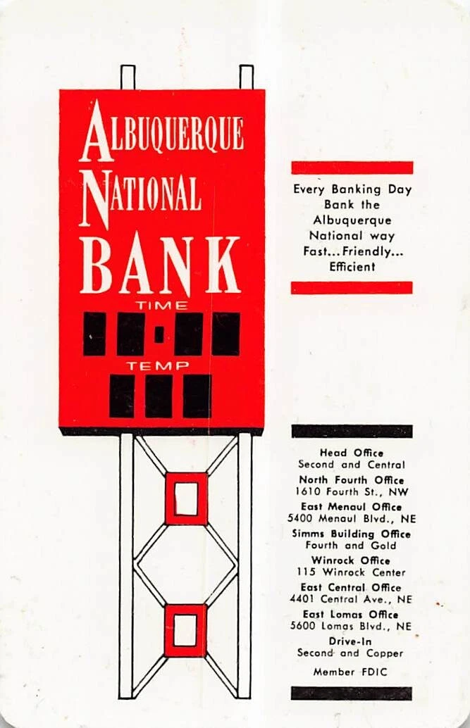 1963 Albuquerque National Bank Calendar Plastic Wallet Card Mid Century  Ephemera | eBay
