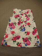 Kate Spade Size 10 Girl Floral Cotton Blend 1/2 Button Sleeveless Summer Top 538