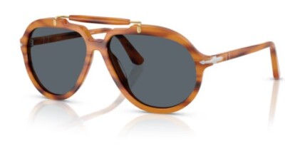 サングラス Persol FW24 Persol - 0PO0202S - 960/R5 (0PO0202S 960 R5) Persol 0PO0202S 960/R5 Striped brown/ Blue Soft Square Men's