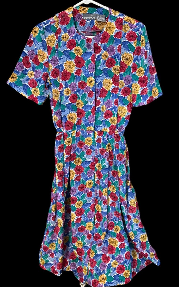 liz claiborne short sleeve dress Liz Claiborne Teal Linen Vintage Double Breasted Short Sleeve Dress