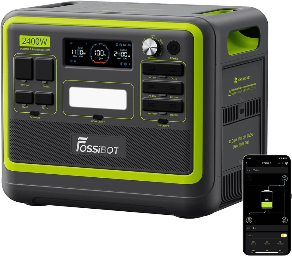FOSSiBOT F2400 Tragbare Powerstation 2048Wh 2400W 230VSolargenerator WIFI/APP/BT
