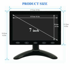 USB Power Monitor 7" CCTV Screen HDMI1 HDMI2 VGA USB SD AV for DSLR Raspberry