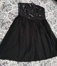 Limited Edition Dress Size 16 Black Sequin Strapless Side Zip Flowy Lined Target