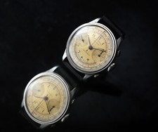 LOWENTHAL RARE CHRONOGRAPHE MONO RATTRAPANTE VINTAGE OVERSIZED WATCH STEP CASE