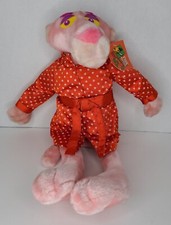 Pink Panther 18" Red robe pink hearts Plush Stuffed Vintage NWT Kelly toy 1999