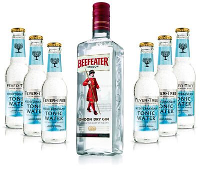 Gin Tonic Set - Beefeater Dry Gin 0,7l 700ml (40% Vol) + 6x Fever Tree Elderflo