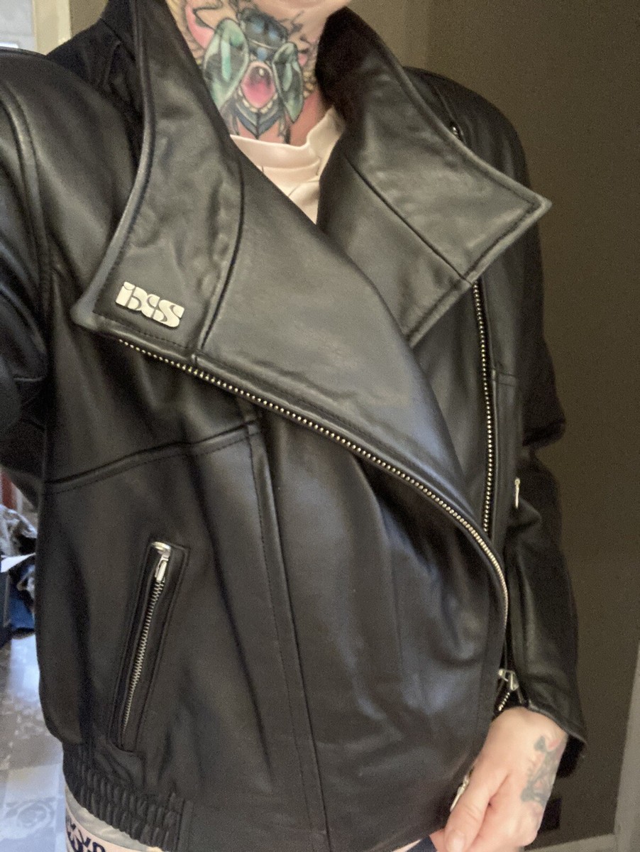 IXS Penta Ladies Leather Motorcycle Jacket Womens Black Tag XL (12