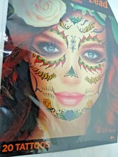 Halloween Tattoos Day Of the Dead Sugar Skull 20 pieces in package New Ages 4