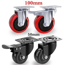 4 x Heavy Duty Swivel Castor 100mm 50mm 600kg 200kg Polyurethane Non Mark Wheels