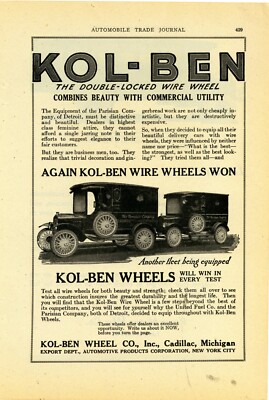 1920 Kol-Ben Wheel Co. Ad: Parisian Company of Detroit - Delivery Truck Pictured