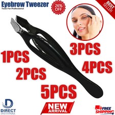 New Tweezers 3.5" Slant Tweezer Eyebrow Hair Pluckers for Men  Women BLACK