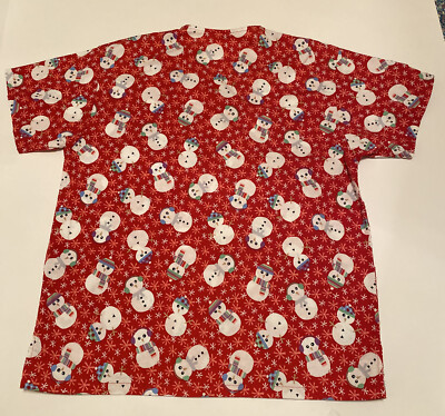Peaches sm/med Snowman Scrub Top | eBay