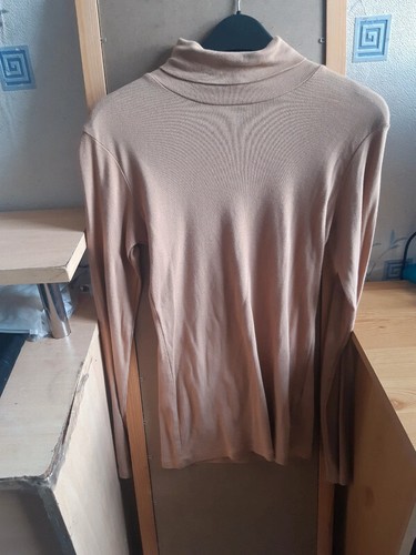 Dorothy Perkins Camel Roll-Neck top - Size 6 - Picture 2 of 4