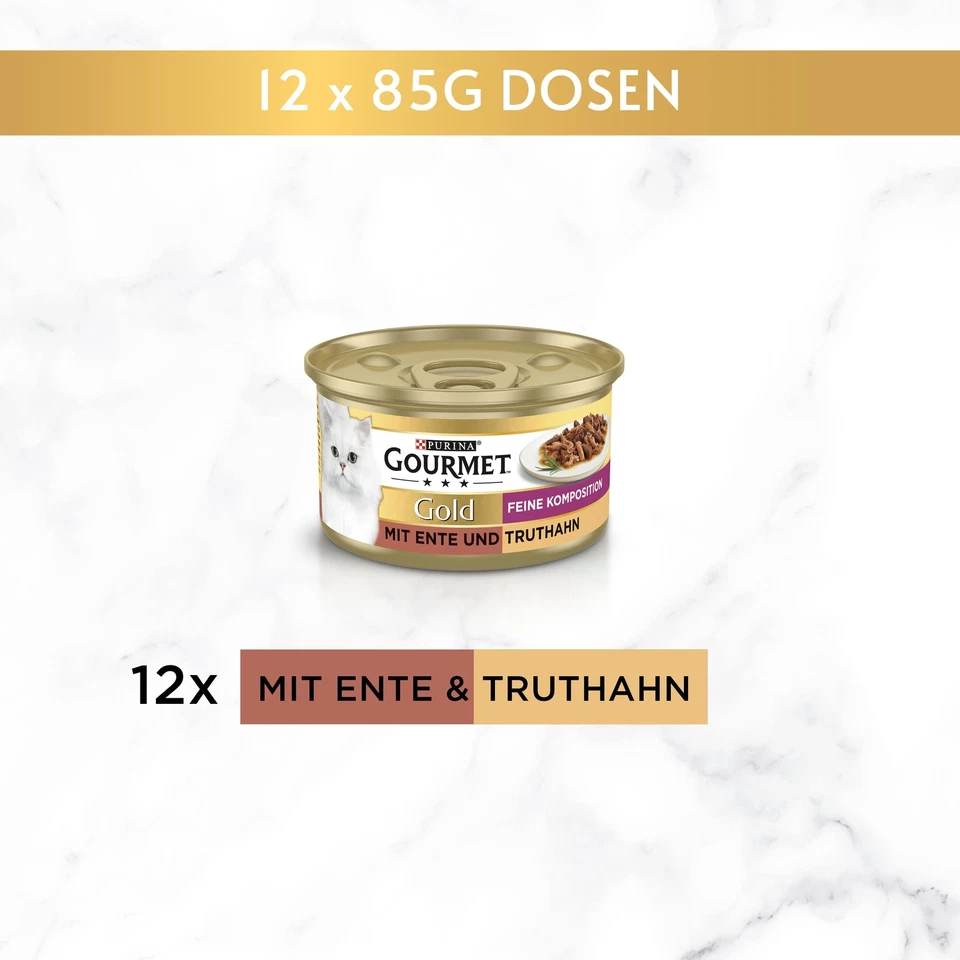 PURINA Gold Feine Komposition Katzenfutter nass mit Ente und Truthahn 12er Pa... - Bild 4 von 4