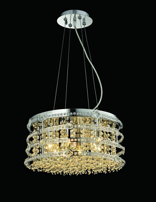 New Chrome Round 6 Lights Mordern Crystal Chandelier  D16''xH:10''(Adjustable)