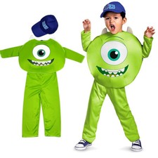 Kids Monsters University Mike Wazowski Jumpsuits Halloween Costume Suits Cosplay