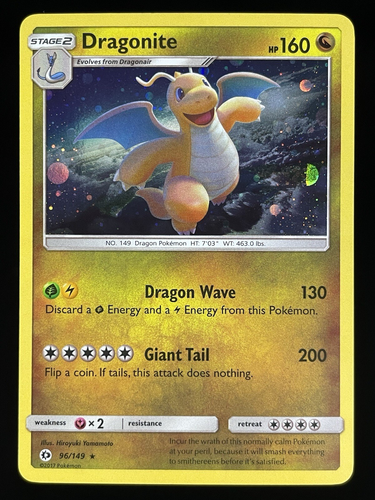 Pokemon TCG Dragonite Sun & moon Base Set 96/149 Holo Rare Card NM