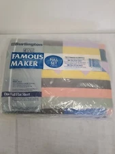 Vintage Burlington Famous Maker Michaele Vollbracht Full Size Sheet Set Stripes
