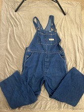 Vtg Big Mac Workwear Carpenter Style Square Back Bib Overalls Mens 42x28 Hemmed