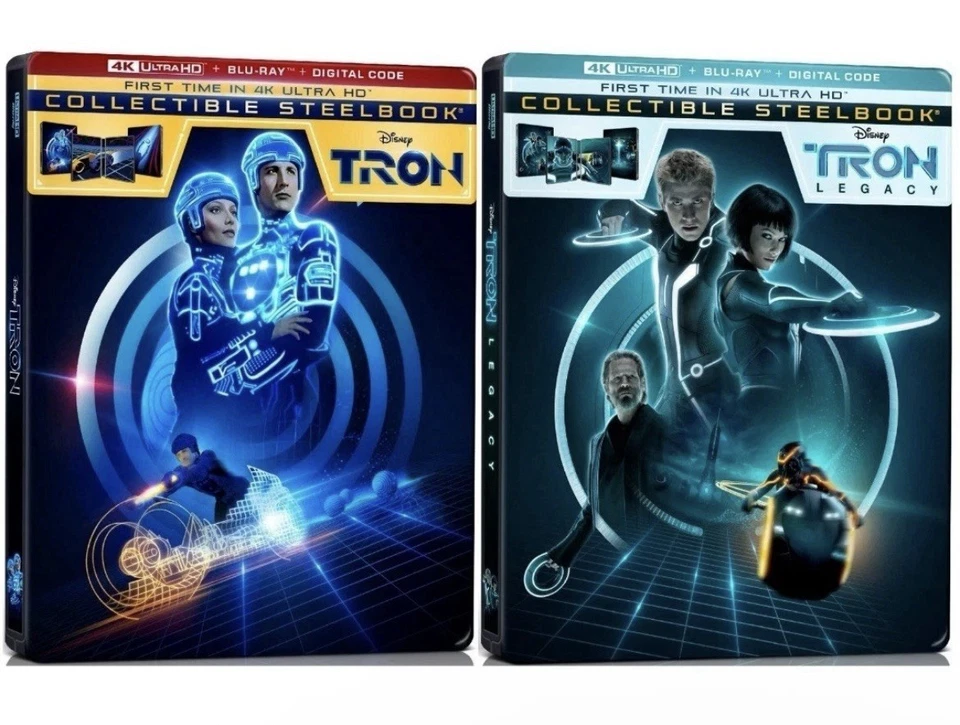 Tron & Tron: Legacy Limited Edition Steelbook Set 4K UHD + Blu-ray NEW SEALED - Image 2 of 2