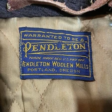 Vintage Pendleton Jacket Brown Plaid Wool USA 50s Car Coat Large Faux Fur Collar