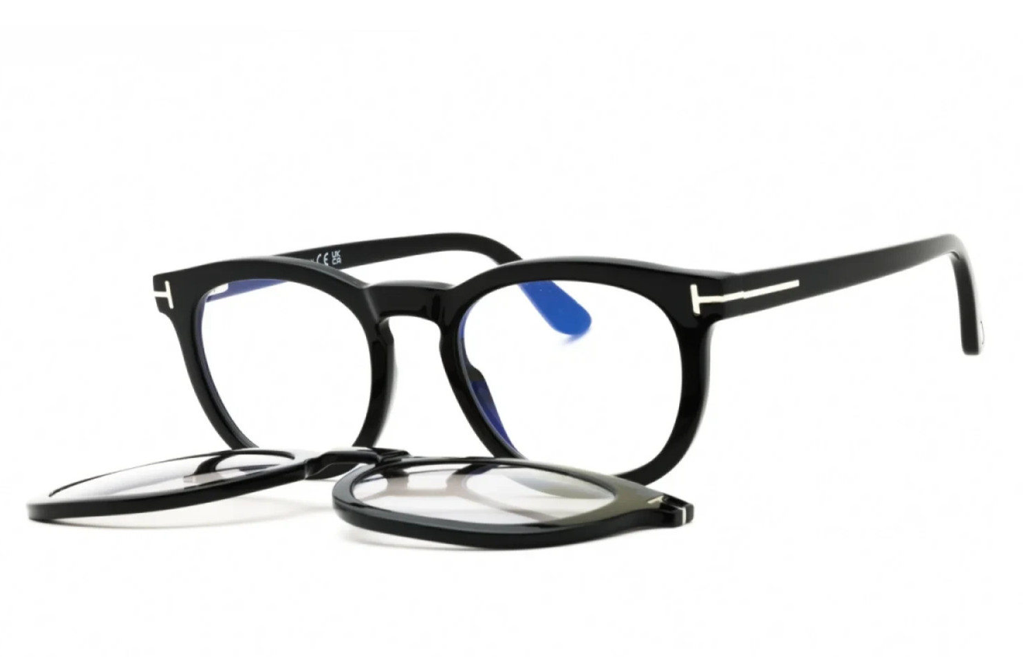 TOM FORD TF5993-B 005 BLACK BLUE LIGHT BLOCK with MAGNETIC CLIP-ON EYEGLASSES