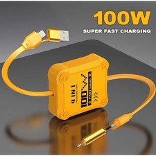 Retractable Wall Charger 4 in 1 Fast Phone Charger 100W With USB Type C Cable