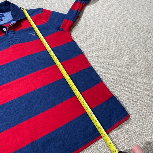 Gant Rugby Shirt Mens Small Blue Red Striped Long Sleeve Polo - 第 7/12 張圖片