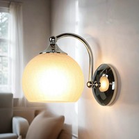 Elegante Wandlampe Weiß Chrom Metall Glasschirm Modern Nabo Wandleuchte Bad Flur