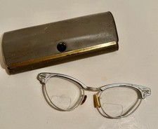 Vintage Cat Eye Eyeglasses Frames Silver Tone...