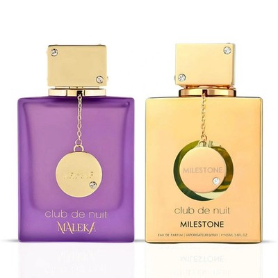 Club De Nuit Maleka & Milestone EDP Sprays 105ml (3.6 oz) by Armaf (Bundle)