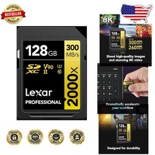 Pro 128GB 2000x SDXC UHS-II Card, 300MB/s Read, 8K Video, Durable