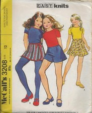McCALL'S 3208 GIRLS T-SHIRT FLARED SKIRT PANTSKIRT PATTERN SIZE 12