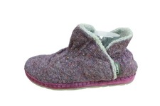 LL Bean Womens Purple Wool Slip On Sherpa Cozy Knit Slipper Ankle Boots Size 9 M