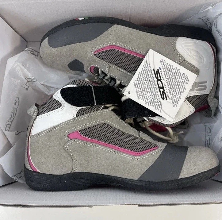 Sidi Lei Mujer Motocicleta Botas de Montar Zapatos Gris Rosa EU 39 US 6 Nuevo Con Caja Foto 2 de 3
