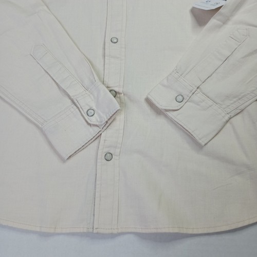 Wrangler Camicia Tessuto Snap Uomo XL Extra Large Cowboy Lavaggio Beige LS Bottoni - Foto 2 di 8