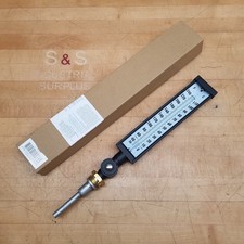 Grainger 4LZP1 Industrial Glass Thermometer, 30-240 F, 0-110 C, 1-1/4"-18 Male