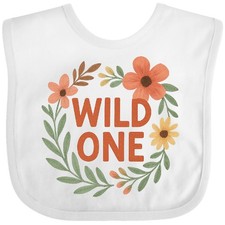 Inktastic Wild One Floral First Birthday Baby Bib 1st Nature Tones Clothing