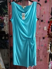 NEW Michael Kors Women's Aqua Blue Sun Sleeveless Cruise Dress sz Small Stretchy